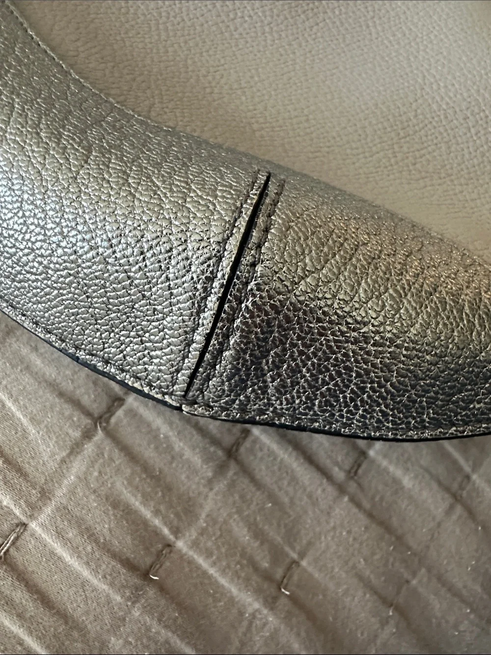 Anya Hindmarch Light Gray and Silver Leather Hobo